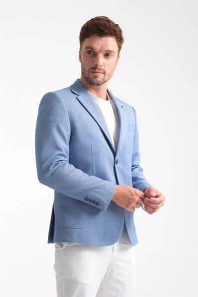 Abrines Erkek İndigo Yarım Astarlı Torba Cepli Pamuk Karışımlı Likralı Esnek Kumaşlı Blazer Ceket