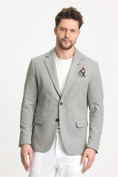 Abrines Erkek Yeşil Pamuklu Likralı Esneyen Kumaşlı Slim Fit Spor Blazer Ceket