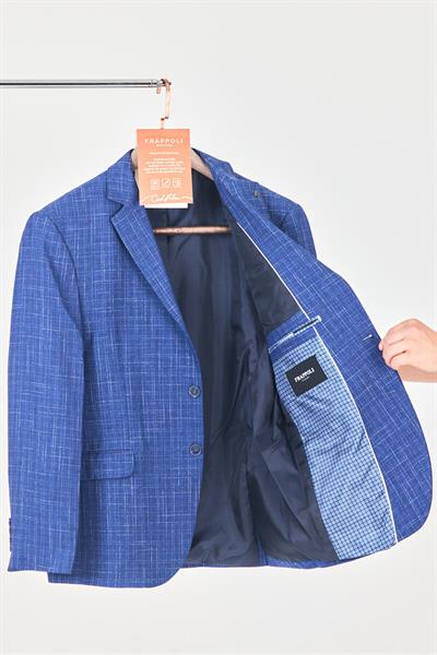 Acario Erkek Lacivert Mono Yaka Slim Fit Blazer Ceket (Büyük Beden - Battal)