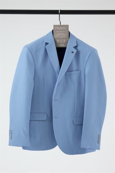 Alfredi Erkek Açık Mavi Battal Büyük Beden Hasır Kumaşlı Blazer Ceket