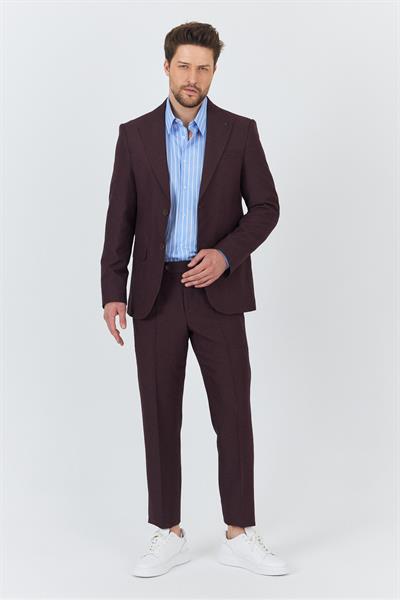 Alfredo Erkek Bordo İlkbahar-Yaz Slim Fit 2li Takım Elbise