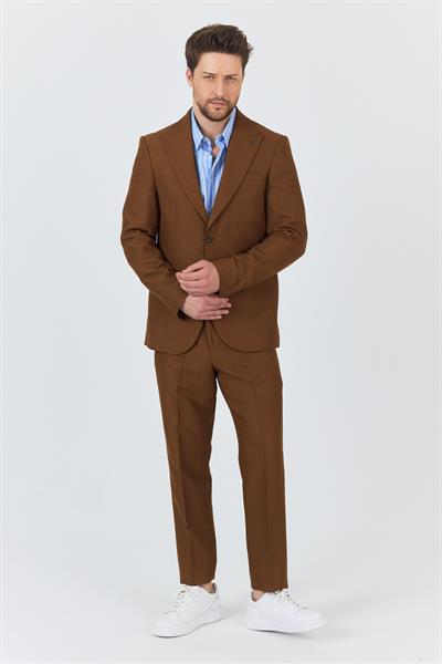 Alfredo Erkek Camel İlkbahar-Yaz Slim Fit 2li Takım Elbise