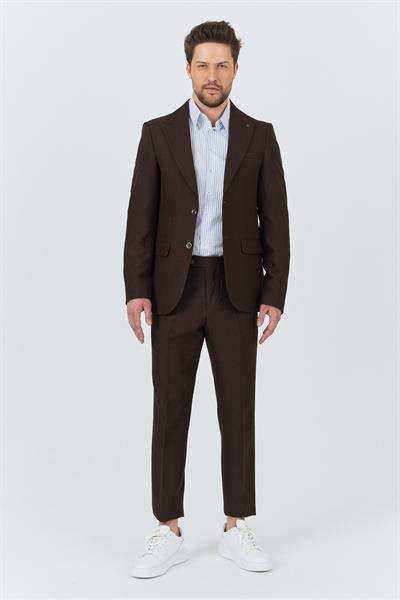 Alfredo Erkek Kahve İlkbahar-Yaz Slim Fit 2li Takım Elbise