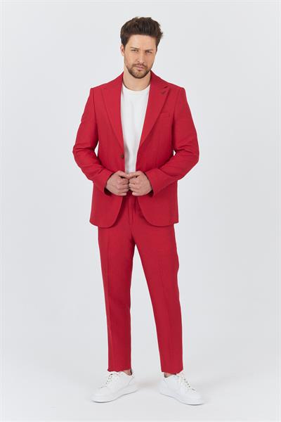 Alfredo Erkek Kırmızı İlkbahar-Yaz Slim Fit 2li Takım Elbise