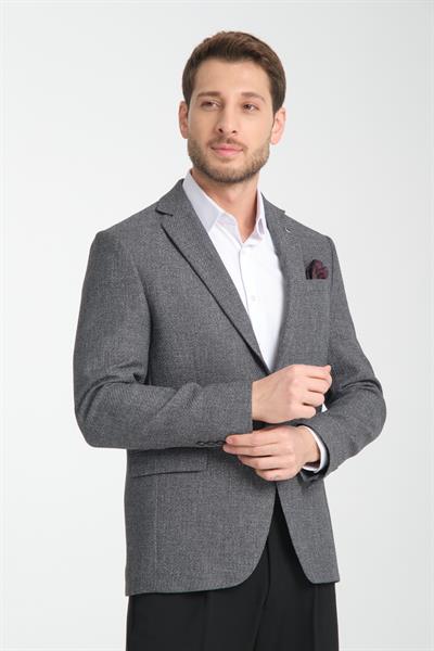 Allegri Erkek Siyah Desenli Slim Fit Mono Yaka Spor Blazer Ceket