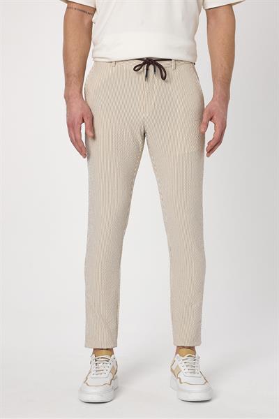 Altero Bej Jogger Fit Bağcıklı Rahat Kesim İlkbahar-Yaz Pantolon