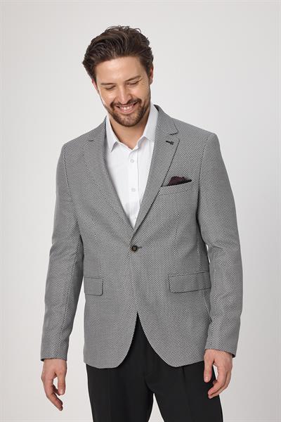 Alturo Erkek Açık Gri İlkbahar-Yaz Petek Desenli Regular Fit Blazer Ceket