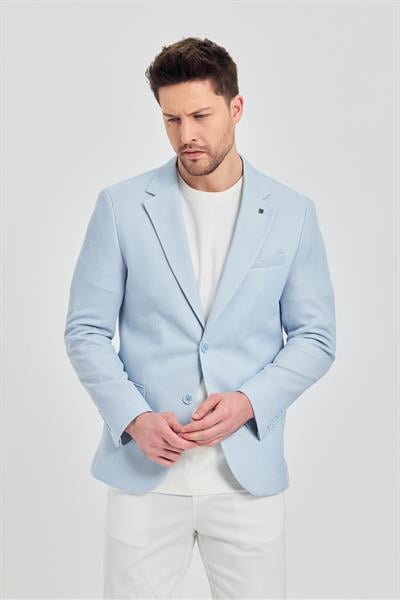 Antony Erkek Buz Mavi Polyester Kumaşlı Slim Fit İlkbahar-Yaz Spor Blazer Ceket