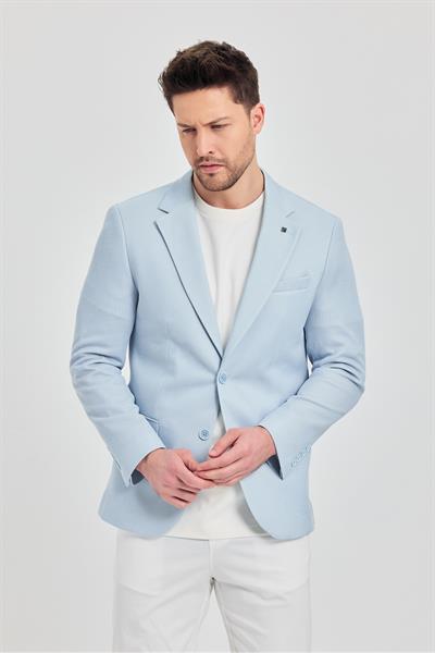 Antony Erkek Buz Mavi Polyester Kumaşlı Slim Fit İlkbahar-Yaz Spor Blazer Ceket