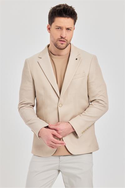 Antony Erkek Camel-bej Polyviskon Kumaşlı Slim Fit İlkbahar-yaz Spor Blazer Ceket