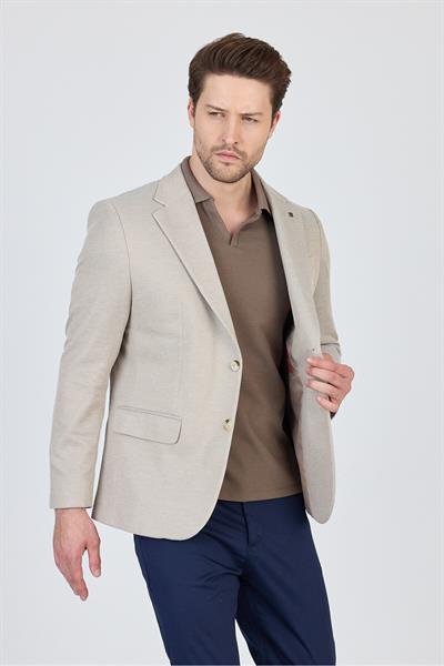 Antony Erkek Koyu Vizon-Gri Polyviskon Kumaşlı Slim Fit İlkbahar-Yaz Spor Blazer Ceket