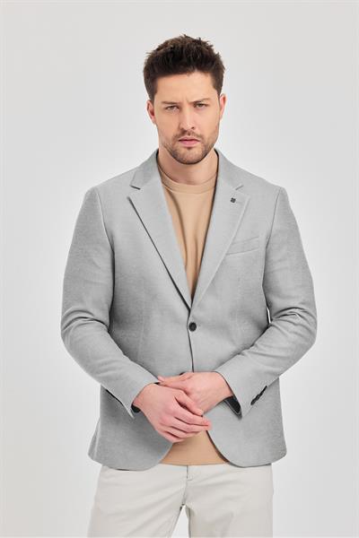 Antony Erkek Lacivert-Gri Polyester Kumaşlı Slim Fit İlkbahar-Yaz Spor Blazer Ceket