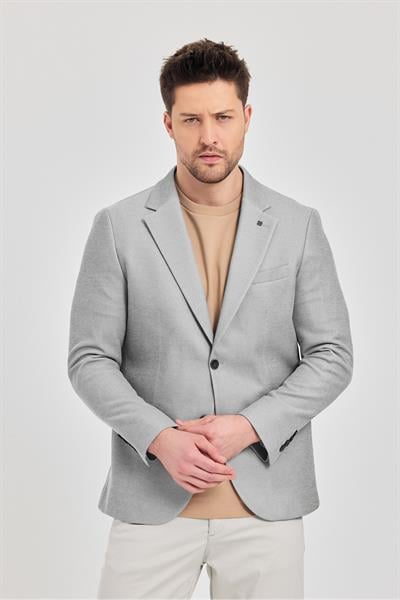 Antony Erkek Lacivert-Gri Polyester Kumaşlı Slim Fit İlkbahar-Yaz Spor Blazer Ceket