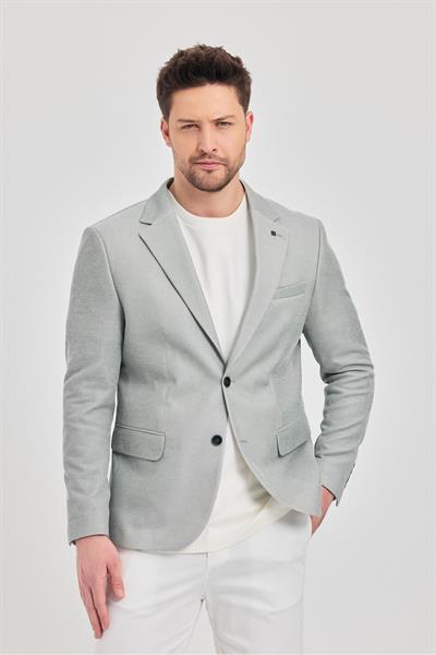 Antony Erkek Siyah-Gri Polyviskon Kumaşlı Slim Fit İlkbahar-Yaz Spor Blazer Ceket