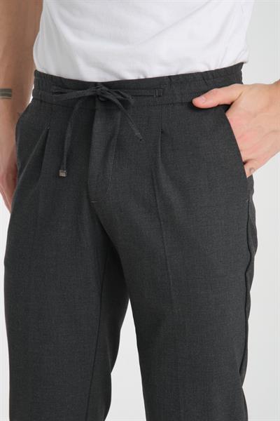 Antrasit Erkek Beli Lastikli Ve Ipli Jogger Chino Pantolon
