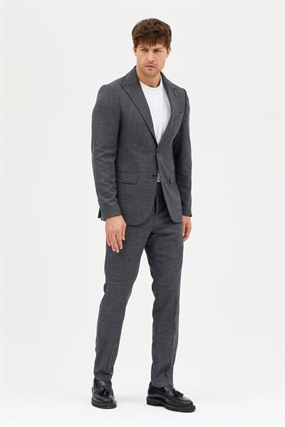 Arthur Erkek Siyah-Gri Poliviskon Kumaşlı İlkbahar-Yaz Slim Fit 2li Takım Elbise