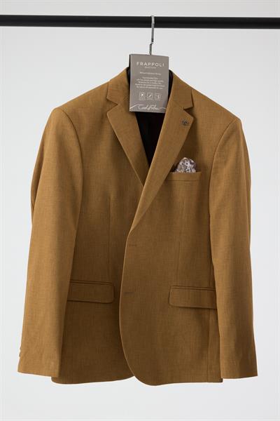 Arunte Erkek Hardal Mono Yaka Slim Fit Blazer (Büyük Beden - Battal)