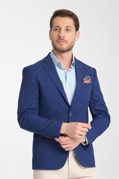 Arunte Erkek Parlement Keten Görünümlü Ince Dört Mevsim Giyilebilir Slim Fit Blazer Ceket