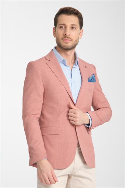 Arunte Erkek Skin Pudra Mono Yaka Slim Fit Blazer (Büyük Beden - Battal)
