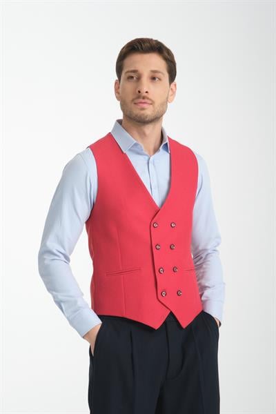 Basic Kruvaze V Yaka Slim Fit Yelek