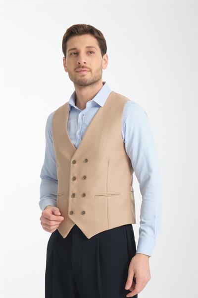 Basic Kruvaze V Yaka Slim Fit Yelek