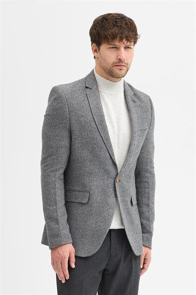 Benito Erkek Gri Kalın Mono Yaka Slim Fit Casual Blazer Ceket