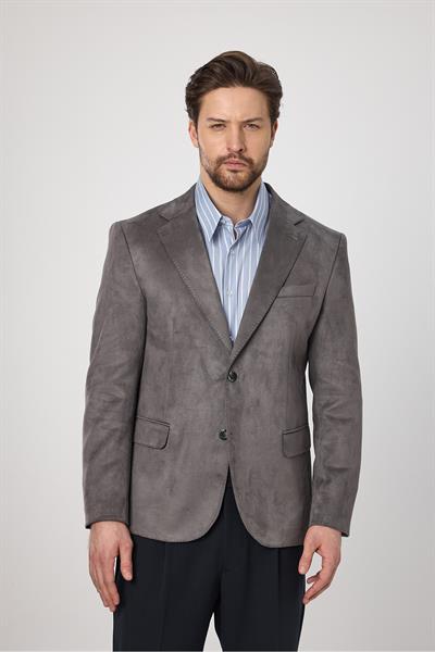 Bernando Gri Erkek Süet Yaz-Kış 4 Mevsim Blazer Ceket