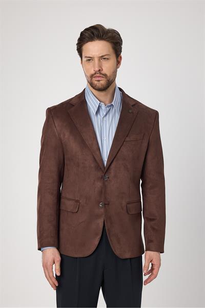 Bernando Kahverengi Erkek Süet Yaz-Kış 4 Mevsim Blazer Ceket