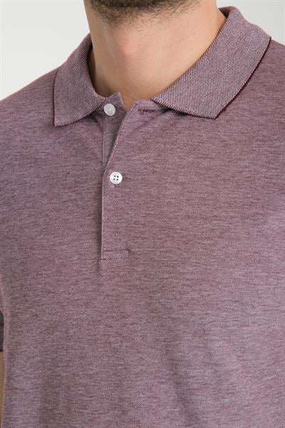 Boggee Pedso Erkek Mürdüm İtalyan Yaka Çekmez Likralı %100 Pamuklu Kumaş Slim Fit Polo Yaka Tişört