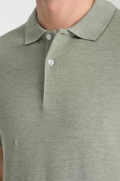 Boggee Pedso Erkek Yeşil İtalyan Yaka Çekmez Likralı %100 Pamuklu Kumaş Slim Fit Polo Yaka Tişört