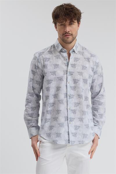 Bonaven Erkek Lacivert Pamuklu Uzun Kollu Slim Fit Spor Gömlek