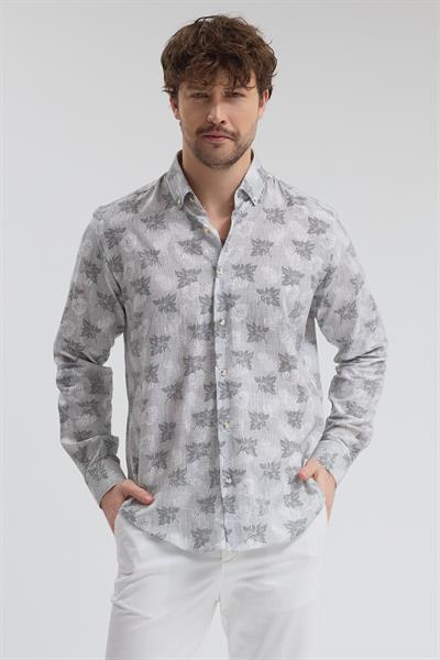 Bonaven Erkek Siyah Pamuklu Uzun Kollu Slim Fit Spor Gömlek
