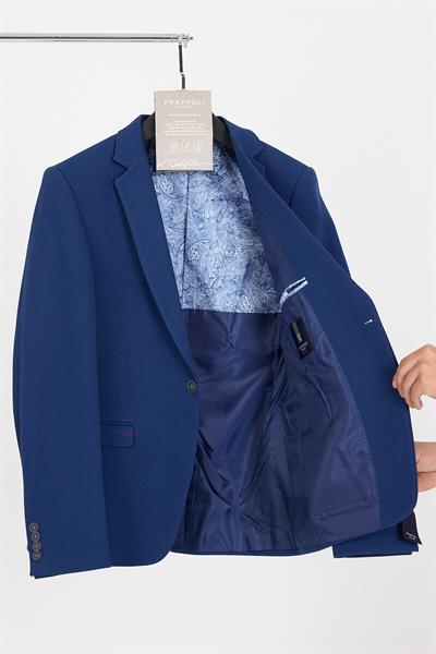 Bortolo Erkek Saks Örme Esneyen Likralı Mono Yaka Slim Fit Spor Blazer Ceket