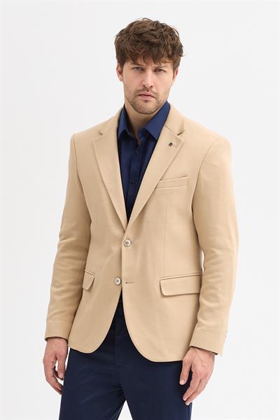 Brando Erkek Camel Kendinden Desenli Slim Fit Pamuklu Likralı Esneyen Kumaşlı Blazer Ceket