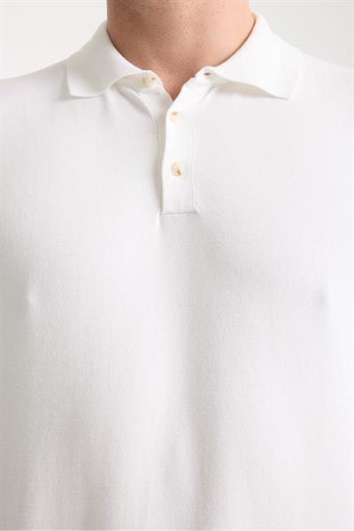 Cadiz Erkek Beyaz Pamuk Karışımlı Polo Yaka Slim Fit Triko