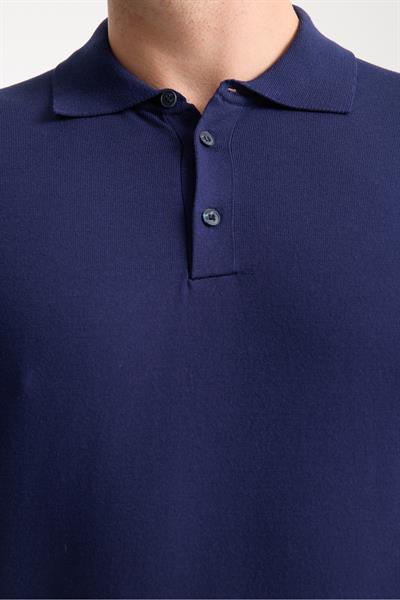Cadiz Erkek Lacivert Pamuk Karışımlı Polo Yaka Slim Fit Triko