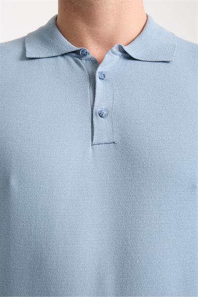 Cadiz Erkek Mavi Pamuk Karışımlı Polo Yaka Slim Fit Triko