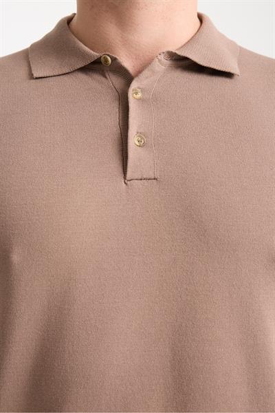 Cadiz Erkek Vizon Pamuk Karışımlı Polo Yaka Slim Fit Triko