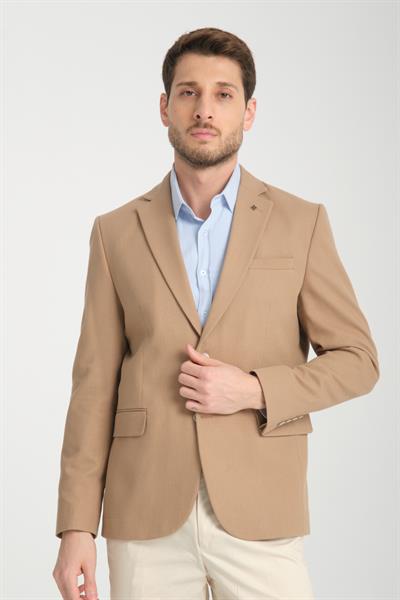 Cafizo Erkek Vizon Slim Fit Dar Kesim Desenli Yarım Astar  Blazer Ceket