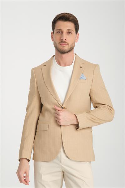 Candela Erkek Camel Slim Fit Dar Kesim İlkbahar-Yazlık Spor Blazer Ceket