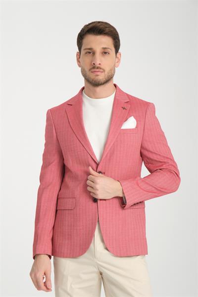 Candela Erkek Kırmızı Slim Fit Dar Kesim İlkbahar-Yazlık Spor Blazer Ceket