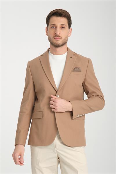 Cazino Erkek Vizon Slim Fit Dar Kesim Desenli Yarım Astar Mevsimlik Blazer Ceket