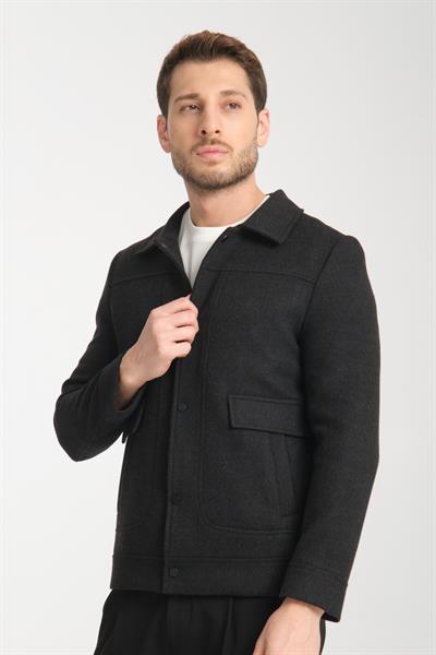 Çıtçıtlı Erkek Polo Yaka Kısa Kaşe Mont Slim Fit