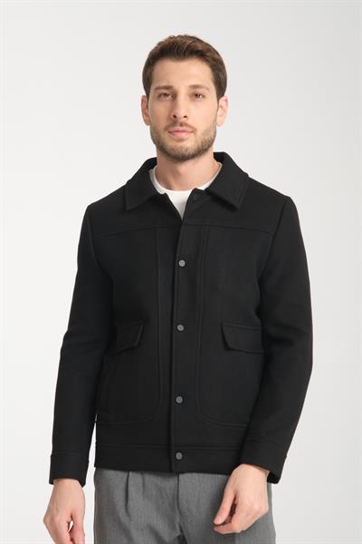 Çıtçıtlı Erkek Polo Yaka Kısa Kaşe Mont Slim Fit