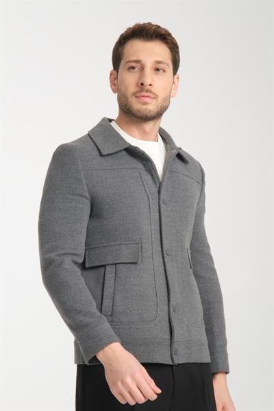 Çıtçıtlı Erkek Polo Yaka Kısa Kaşe Mont Slim Fit