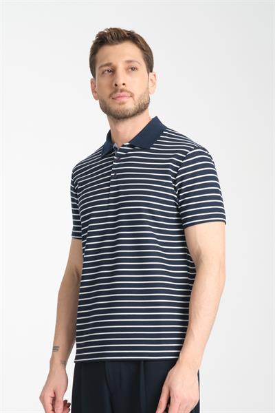 Çizgili Erkek Regular Fit Polo Yaka T-Shirt 100% Pamuk POLOYAKA-DÜĞMELİ