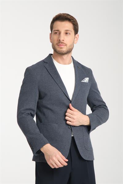 Dantae Erkek Lacivert Likralı Esneyen Kumaş Slim Fit Spor Blazer Ceket