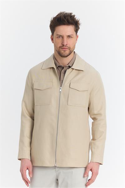 Davix  Erkek Bej İlkbahar Over Jacket İnce Ceket %100 Linen Keten Yeni Sezon
