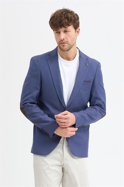 Domingos Erkek Kahve-Lacivert Pamuklu Dirsekli Slim Fit Spor Blazer Ceket