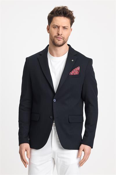 Erkek Düz 360 Her Yöne Esneyen Slim Fit Dar Kesim Mono Yaka Basic Blazer Ceket